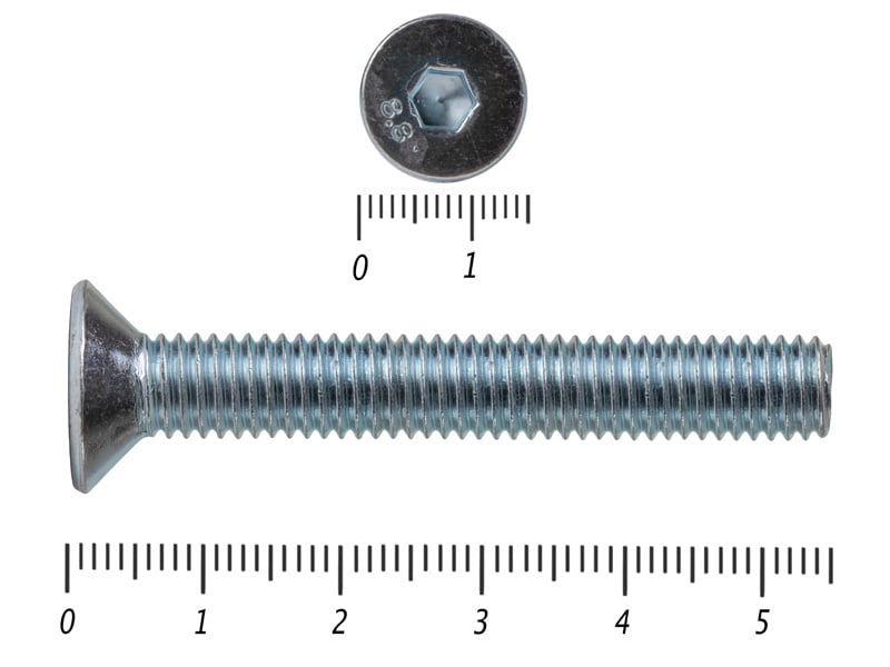 Винт потайной с внутр. шестигр., полная резьба, цинк DIN 7991 8х55 пр.8.8
