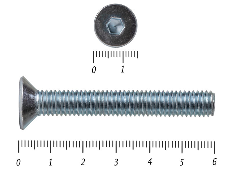 Винт потайной с внутр. шестигр., полная резьба, цинк DIN 7991 8х60 пр.10.9